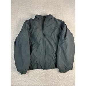 L.L.Bean Jacket Mens Medium Green Fleece Lined Bomber Full‎ Zip Insulated Nylon